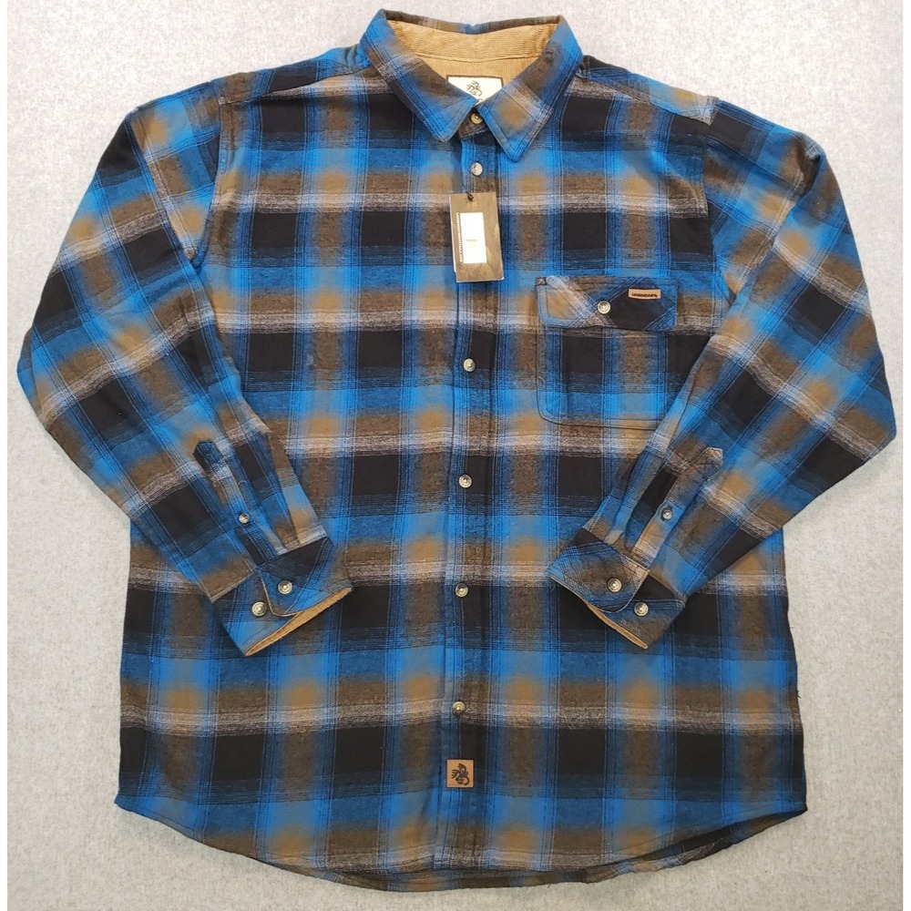 Legendary Whitetails Buck Camp Flannel Shirt Mens Blue Brown Size XLT NEW